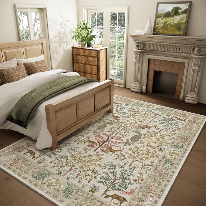 Machine Washable Rugs for Living Room: 9x12 Bedroom Rug Vintage Area Rug Stain - Image 5