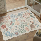 DCX Beige Floral Rug 3x5, Washable Beige Rug by DCXWashableRug