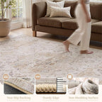 PADOOR 5X7 Area Rug, Rugs for Living Room, Soft Beige Rugs for Bedroom - Image 3