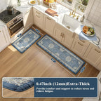 Collive Boho Kitchen Mat, Cushioned Anti Fatigue Kitchen Rug Set 2 Piece - Image 2