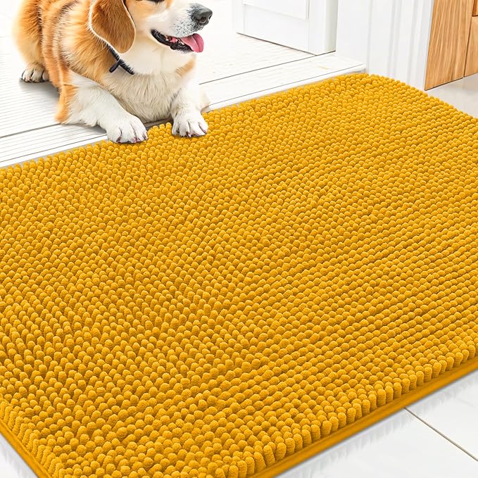 Smiry Dog Door Mat for Muddy Paws 30x17, Absorbent Dirt Trapper, Non-Slip by Smiry