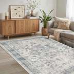 Rugxara Washable Area Rug for Living Room, Neutral Vintage Boho Rugs for Office - Image 3