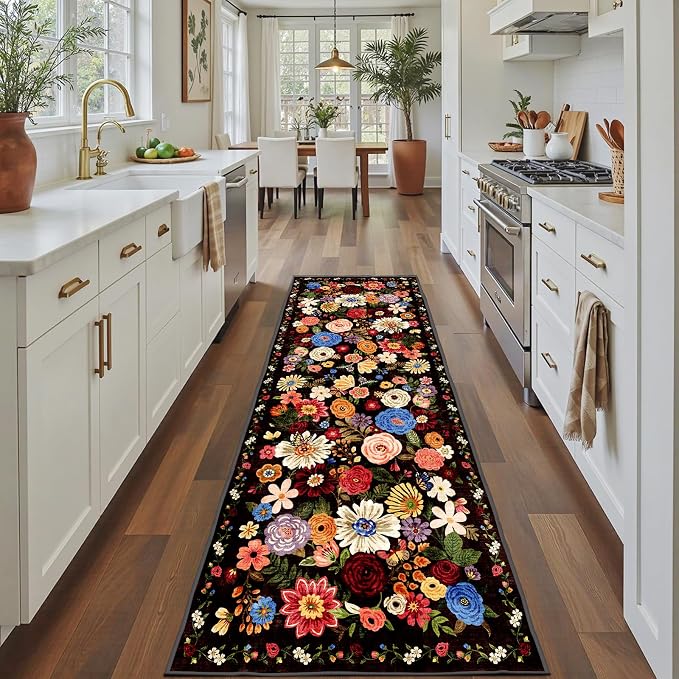 Espresso Rug for Hallways Kitchen Rug 2x8, Non Slip Washable Rugs by WelcometoBabovid