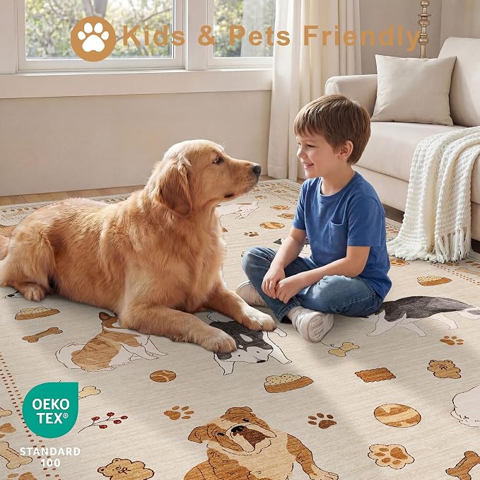 DUKINO 2x10 Runner Rug for Hallway, Washable Animal Dog Print Kitchen Rug - Image 4
