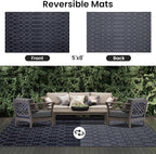 Smiry Outdoor Rug 5x8 ft, Waterproof Reversible Plastic Straw Rugs, Boho - Image 3