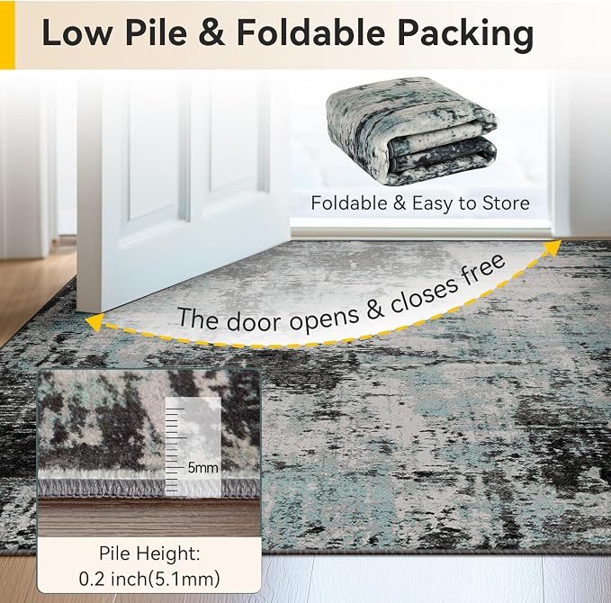 RELEANY Washable Area Rugs 6ft Non-Slip Modern Abstract Soft - Image 6
