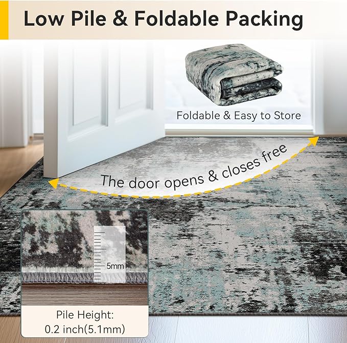RELEANY Washable Area Rugs 7'x9' Non-Slip Modern Abstract Soft - Image 7