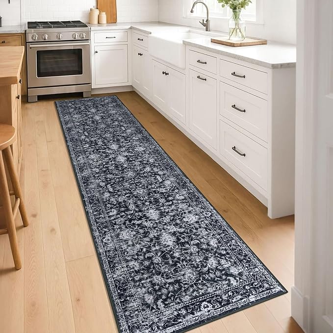 KILOCOCO Hallway Runner 2x8 Rug Runner Printed Vintage Floral Washable Kitchen - Image 2