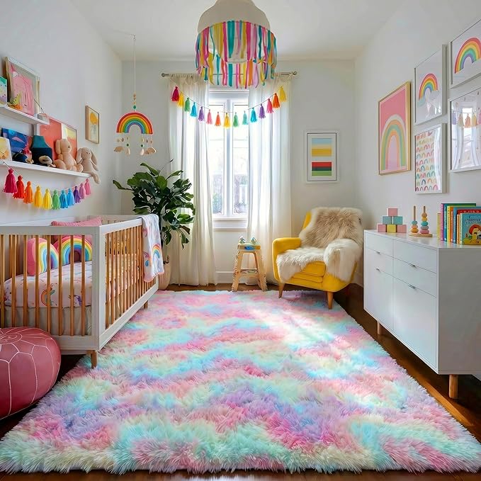 Amdrebio Rainbow Unicorn Colorful Kids Rugs - Image 5
