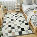 Terrug Grey and Beige Geometric Checkered Rug by TerrugHomeDecor