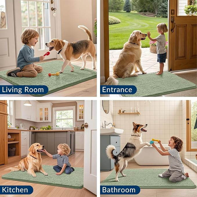 Smiry Dog Door Mat for Muddy Paws 48x30, Absorbent Dirt Trapper, Non-Slip - Image 7
