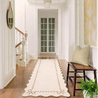 GarveeHome Scalloped Bow Rug for Living Room, Solid Beige Rug for Dorm - Image 3