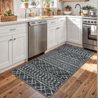 KUTA 3x5 Entryway Rug, Dark Grey Beige Non-Slip Washable Low-Pile Boho Moroccan - Image 2