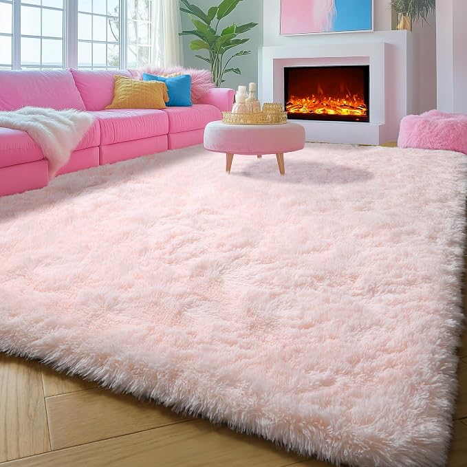 ONASAR Pink 6x9 Area Rugs for Living Room Bedroom, Large Fluffy Bedside Throw - Image 9