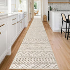 KUTA Long Hallway Runner Rug 2.6x18 Non-Slip Washable, Moroccan Vintage Beige - Image 3
