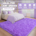 WISH TREE Purple Fluffy Shag Rug 6x9 Ft, Soft Non-Slip Plush Area Rug - Image 2