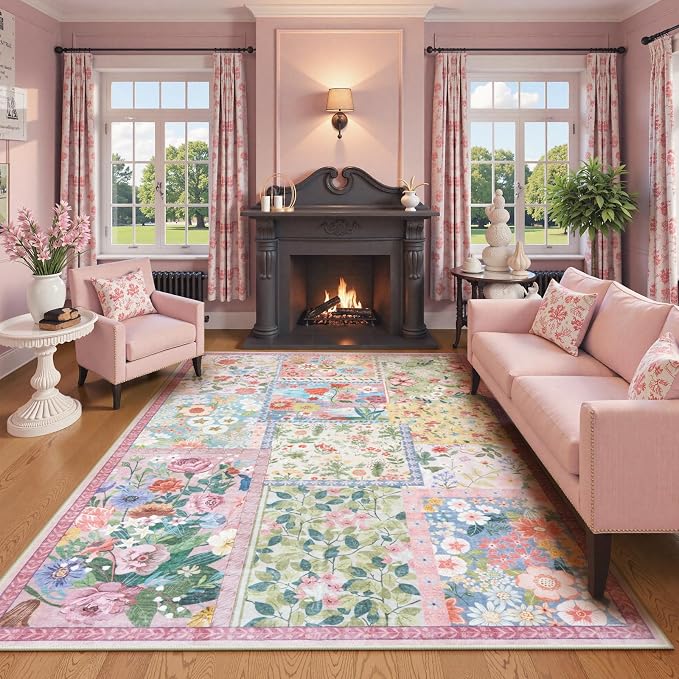 LIVEBOX Pink Washable Rugs 8x10 by LIVEBOX