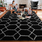 ONASAR 7x9 Area Rugs for Living Room Bedroom, Large Fluffy Black and White - Image 8