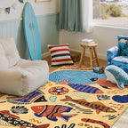 jinchan 5x7 Coastal Area Rug Kids Washable Fun Rug Colorful Ocean Fish Indoor - Image 9