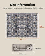 AMADA HOMEFURNISHING 9x12 Washable Area Rug, Low-Profile Large Area Rug - Image 2