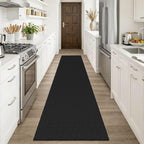 KOZYFLY Black Runners Rugs for Hallway 2x10, Washable Runner Rug, Woven Non - Image 2