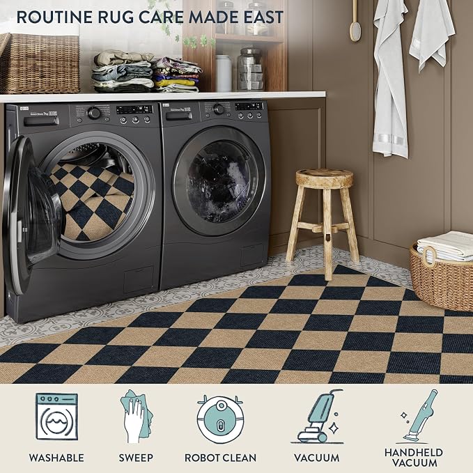 Lahome Colette Checkered Easy Jute Area Rug 8x10, Large Living Room Patio Rug - Image 7