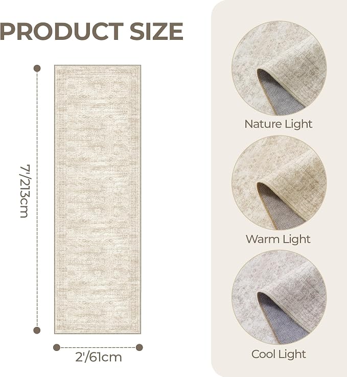 2x7 Runner Rug Non Slip, Thin Entryway Washable Rug - Image 2