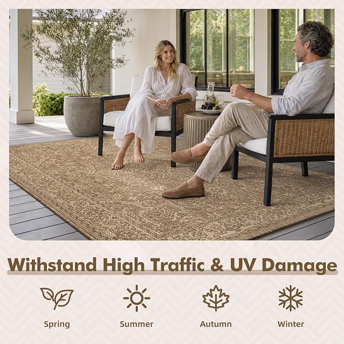 MontVoo-Outdoor Rug-Patio Rug 5x7 ft Polypropylene Indoor Outdoor Rugs Carpet - Image 8