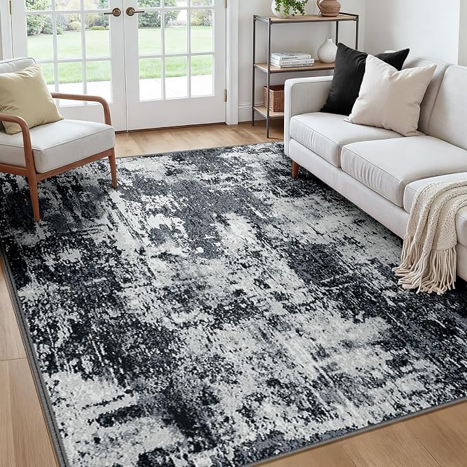 RELEANY Washable Area Rugs Square 7ft Non-Slip Modern Abstract Soft by RELEANY