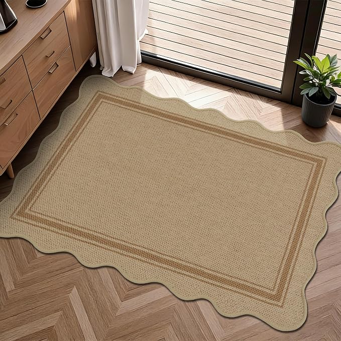 Easy Jute Kitchen Rug 2x3 Front Door Mat Washable Non Slip Entryway Rug by Zeeinx