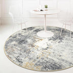 Lahome Modern Abstract Round Rug - 5Ft Grey Living Room Rugs Washable 5x5 - Image 3