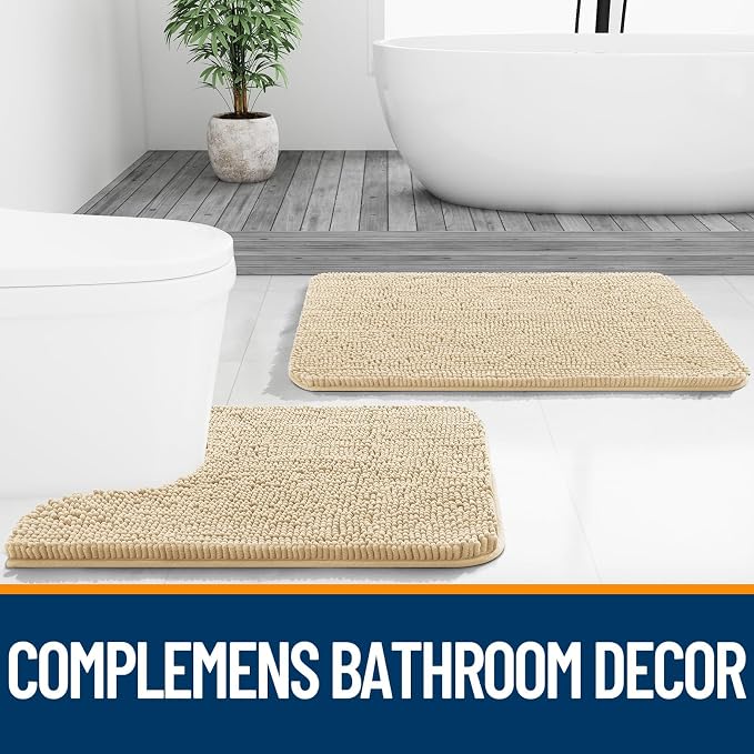OLANLY Toilet Rugs U-Shaped 20x20, Extra Soft Absorbent Chenille Contour - Image 7