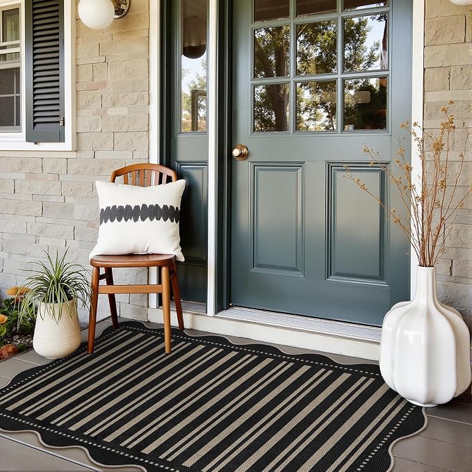Striped Easy Jute Outdoor Patio Rug, 3x5 Washable Rugs - Image 3