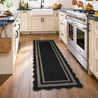 LIVEBOX Scalloped Easy Jute Kitchen Runner Rug, 2x6 Hallway Runner Black Rugs - Image 2