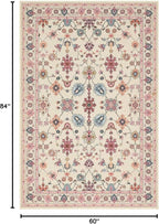 Rugxara Pink Rug for Living Room Bedroom, Floral 5x7 Washable Rug, Vintage Boho - Image 2