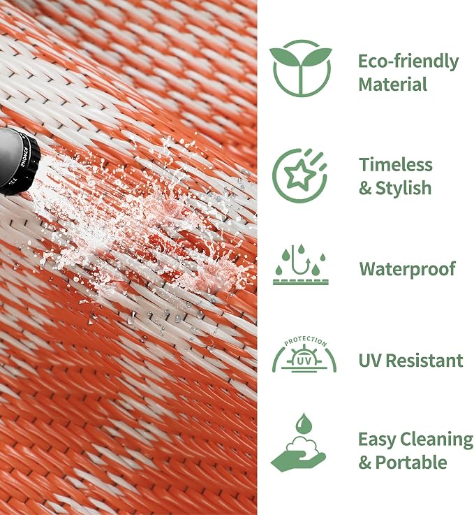 GENIMO Waterproof Outdoor Rug for Patio Clearance, Lightweight RV Camping Mat - Image 6