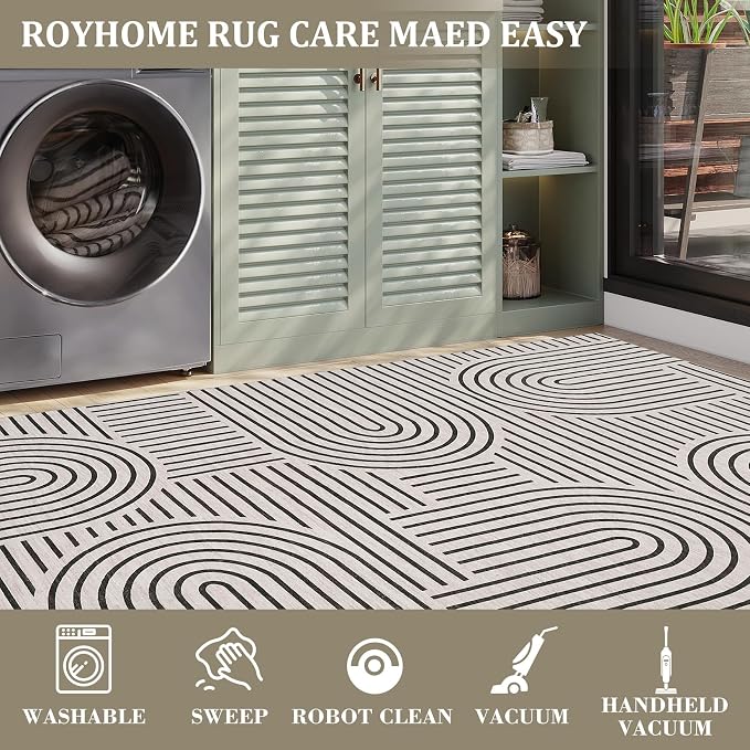 ROYHOME Modern Rug 2x6 Runners for Hallways, Abstract Kitchen Runner Rugs Non - Image 5