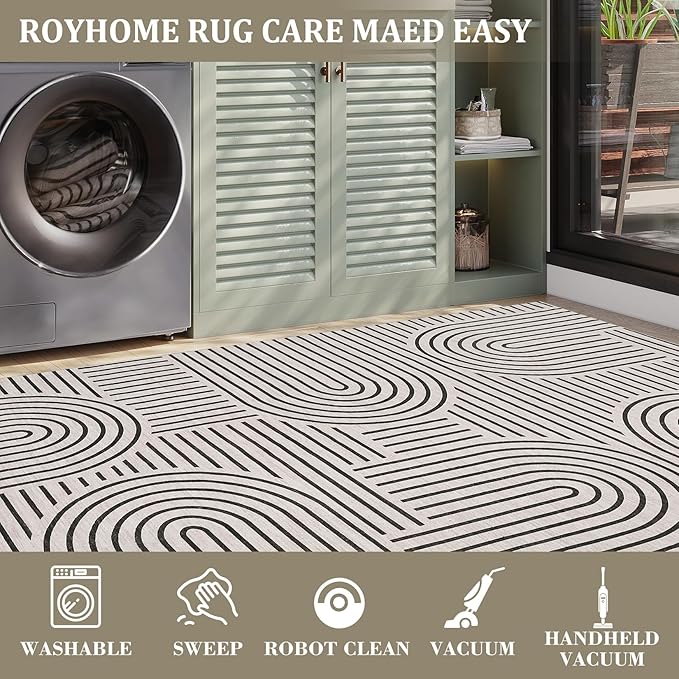 Washable Rug 6ft Area Rugs for Living Room, Abstract Rug for Bedroom, Soft - Image 5