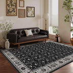 Rugxara Black Rug Area Rugs 5x7, Washable Rugs by Rugxara