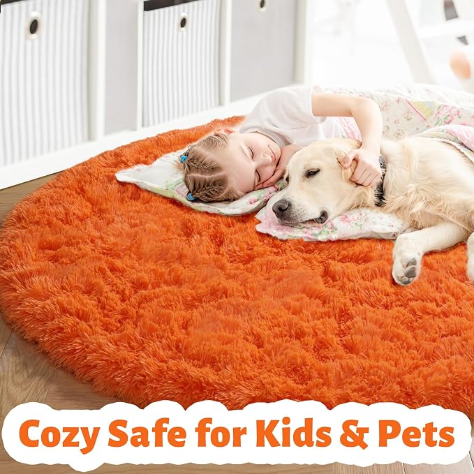 Amdrebio Orange Circle Round Rug 6Ft - Image 2