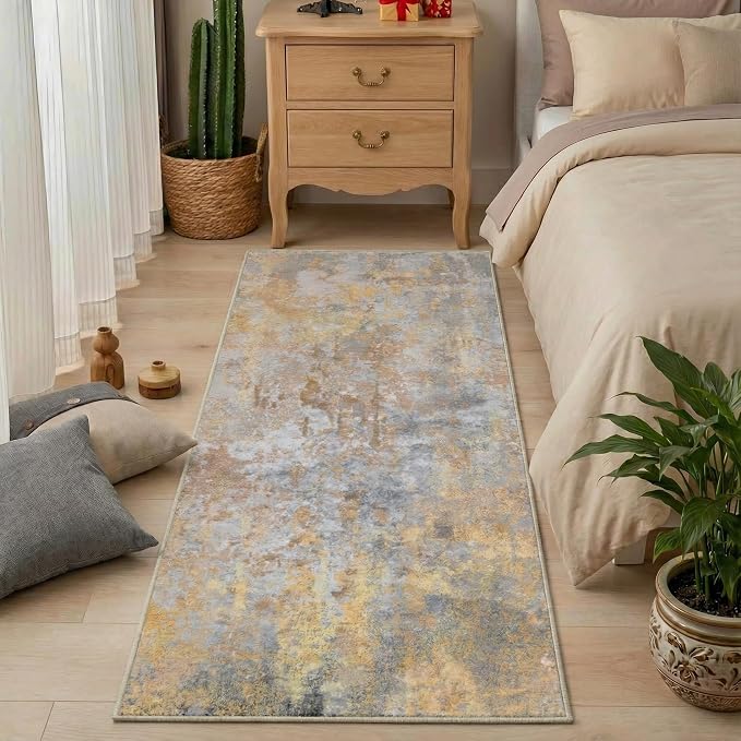 2x5 Beige Gold Rug Runners for Hallways Kitchen Non Slip Washable Entryway - Image 3