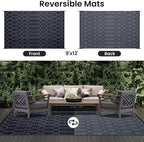 Smiry Outdoor Rug 9x12 ft, Waterproof Reversible Plastic Straw Rugs, Boho - Image 3