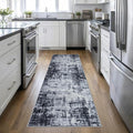 2.6'x10' Runner Rug Washable Rug: Modern Abstract Soft Thin Runner Rug Dark by FXRHLP