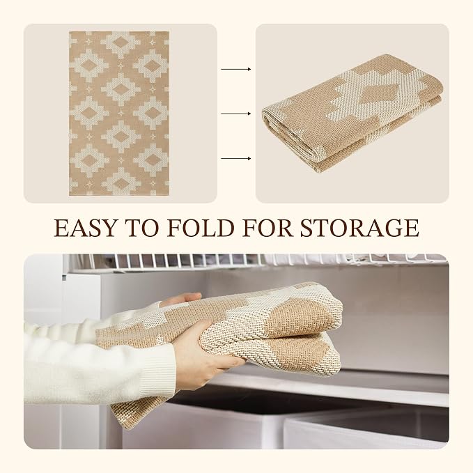 MatEssenz 2x3 Washable Entryway Rug, Woven Boho Geometric Indoor Front Door Mat - Image 7