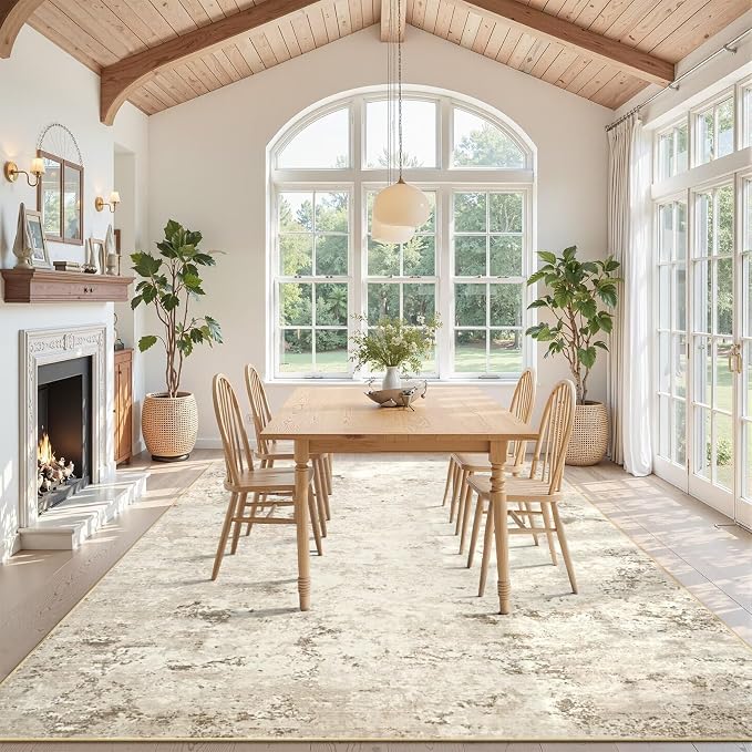 Toneed Abstract Area Rug 7x9 Modern Washable Rug Soft Non Slip Rug Low Pile - Image 2