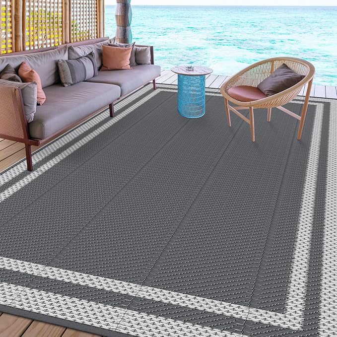 HappyTrends, Outdoor Rug, Patio Rug, Reversible Portable Plastic Straw Rug - Image 6