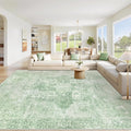 Area Rug 9x12 Washable Rug, Vintage Boho Medallion Rugs Non-Slip Soft Low Pile by VECARF