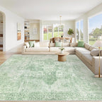 Area Rug 10x14 Washable Rug, Vintage Boho Medallion Rugs Non-Slip Soft Low Pile by VECARF