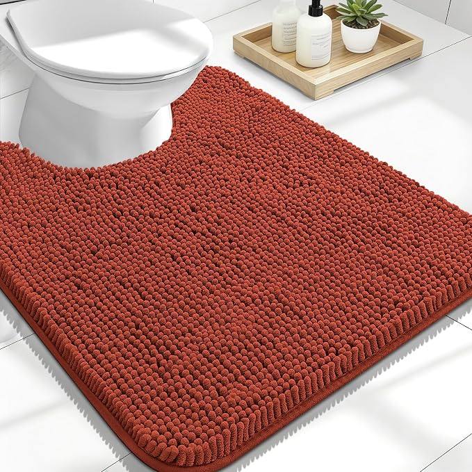 OLANLY Toilet Rugs U-Shaped 24x20, Extra Soft Absorbent Chenille Contour by OLANLY