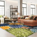 4x6 Washable Rug for Living Room Tropical Botanical Modern Floral Chenille Area - Image 2